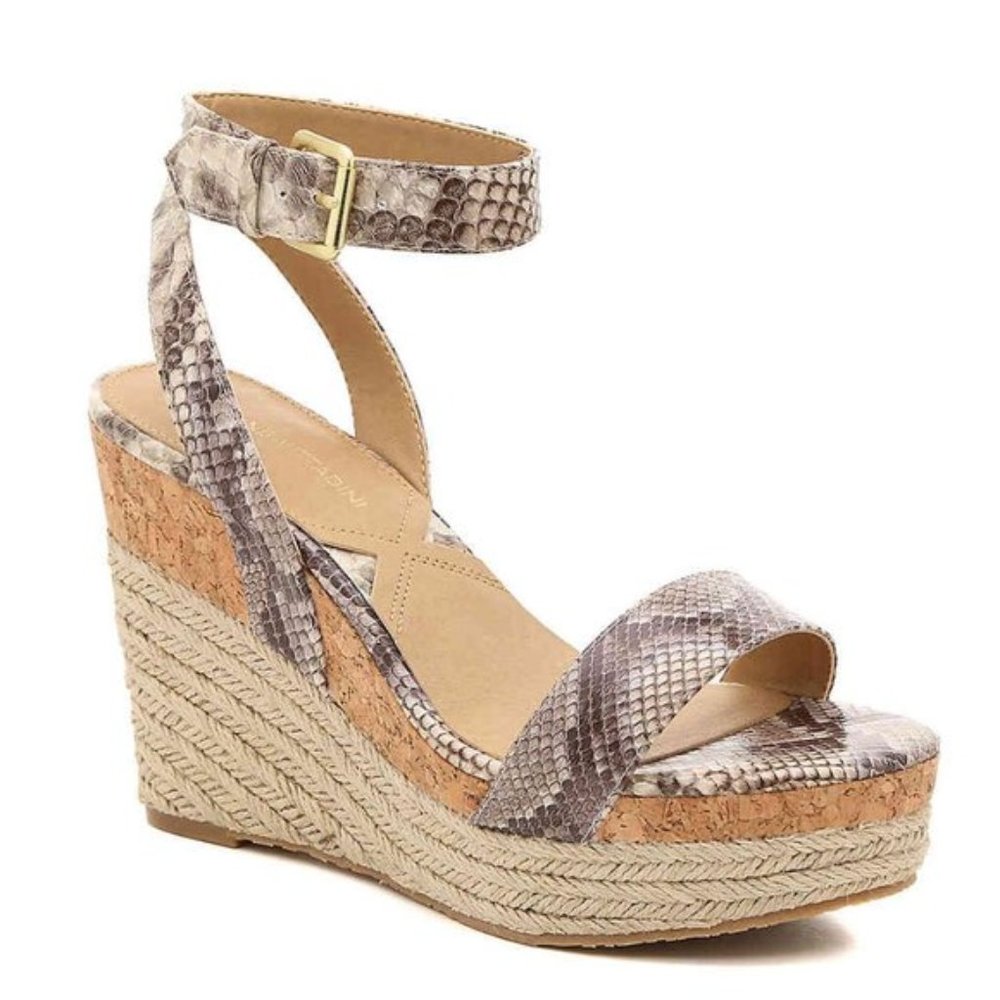 Adrienne Vittadini Cari Espadrille Platform Wedge Sandal 9.5 Snake Skin